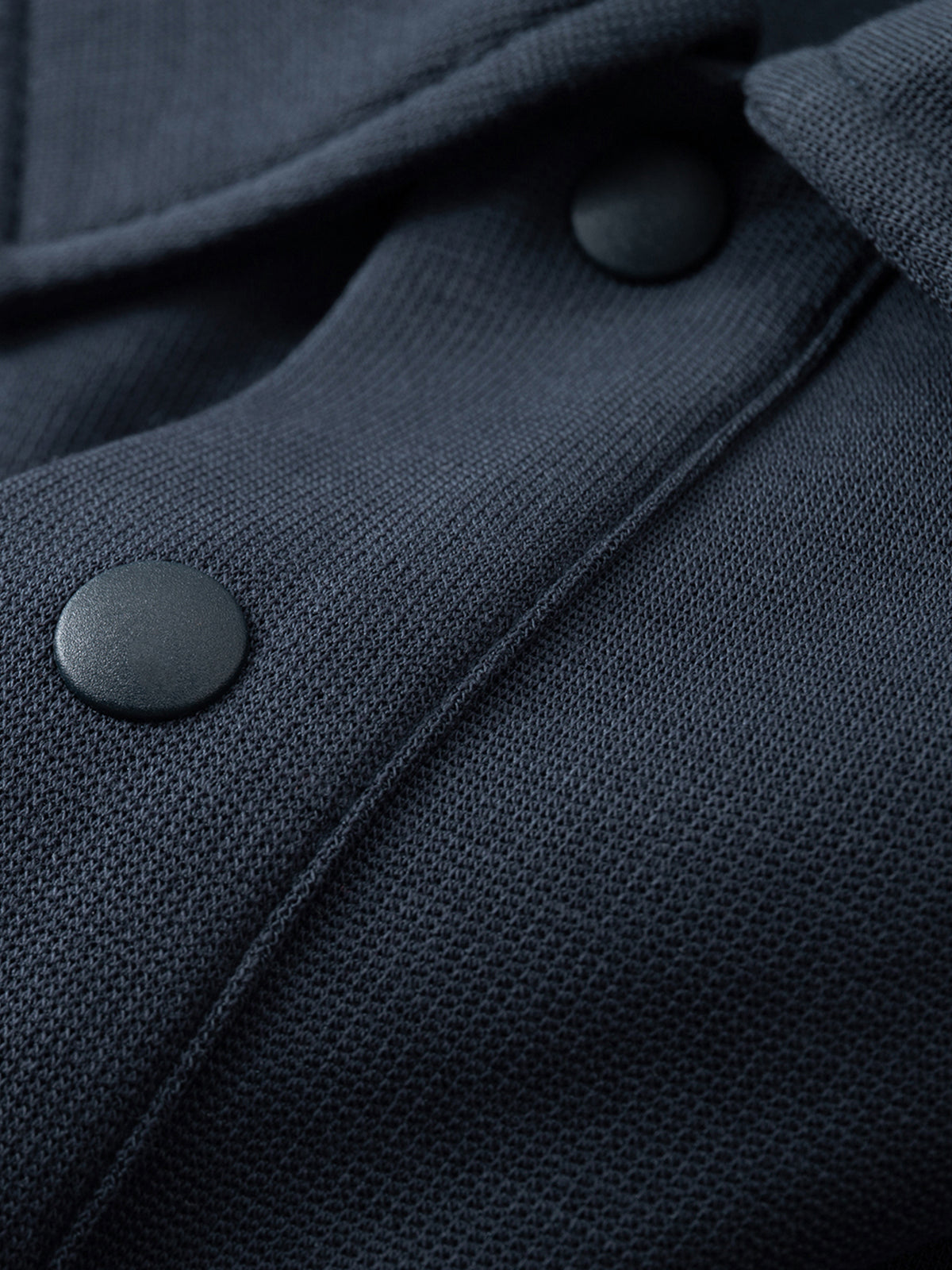 Drop Shoulder Short-Sleeve Polo button placket detail
