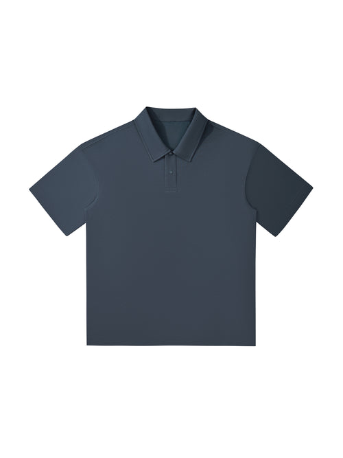 Navy Blue Drop Shoulder Short-Sleeve Polo front product view