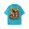 Follow That Nose snow-washed kids’ T-shirt in sky blue