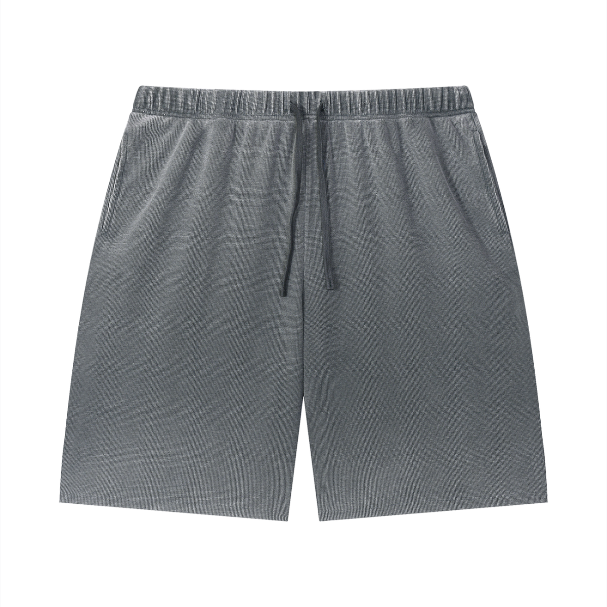 Unisex Vintage Wash Waffle Raw Hem Shorts