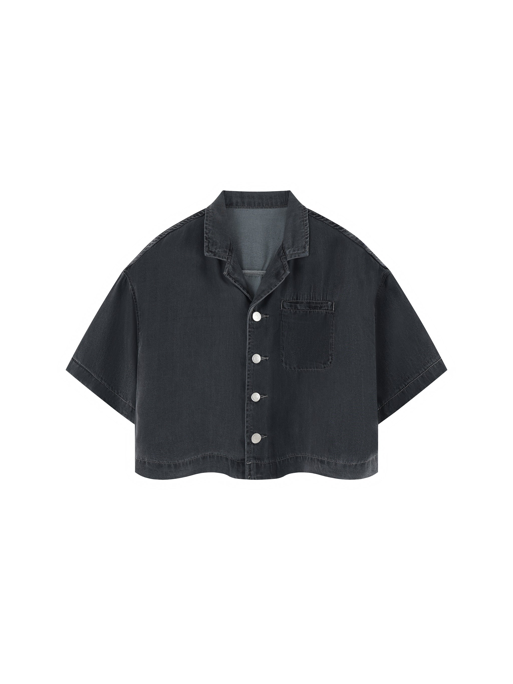 Women’s Vintage-Wash Boxy Cropped Shirt