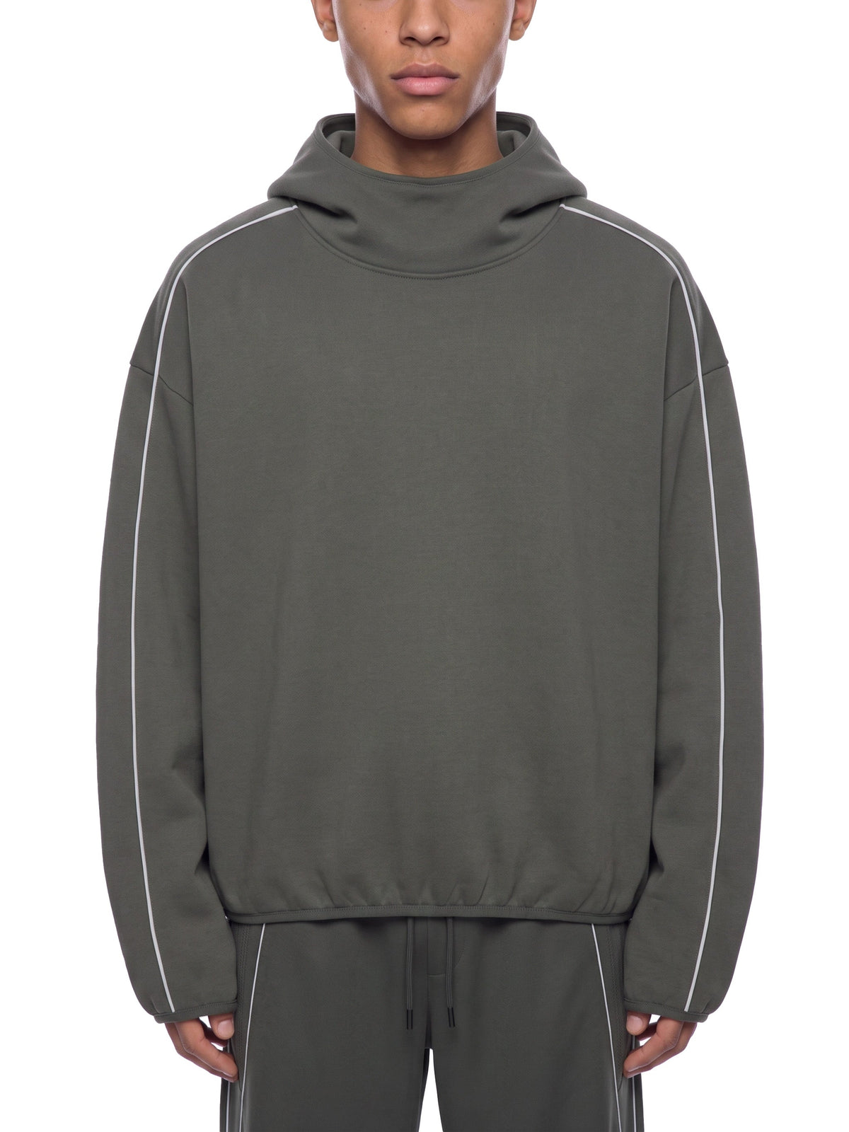 Unisex Boxy Piping Fleece Hoodie