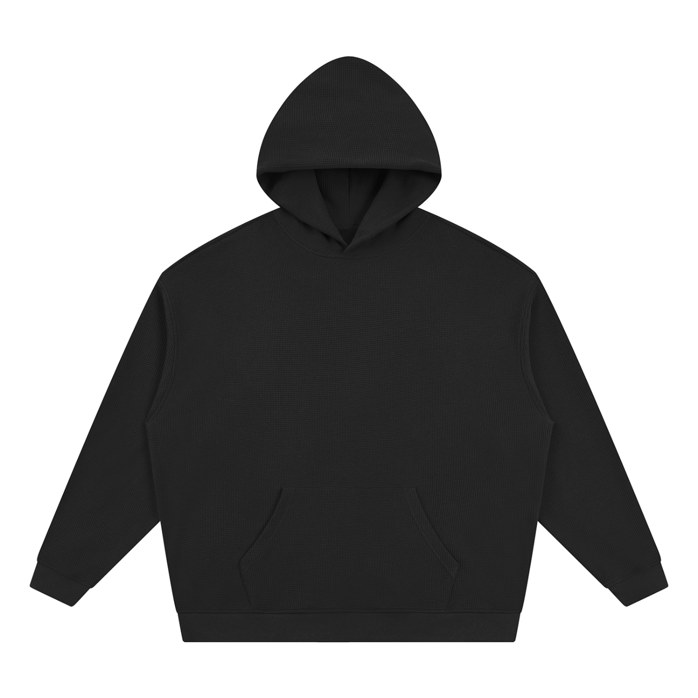 Unisex Waffle Oversized Hoodie in Black — front view