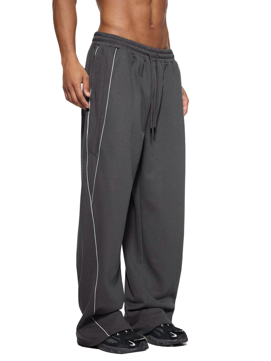 Reflective Stripe Straight-Leg Sweatpants