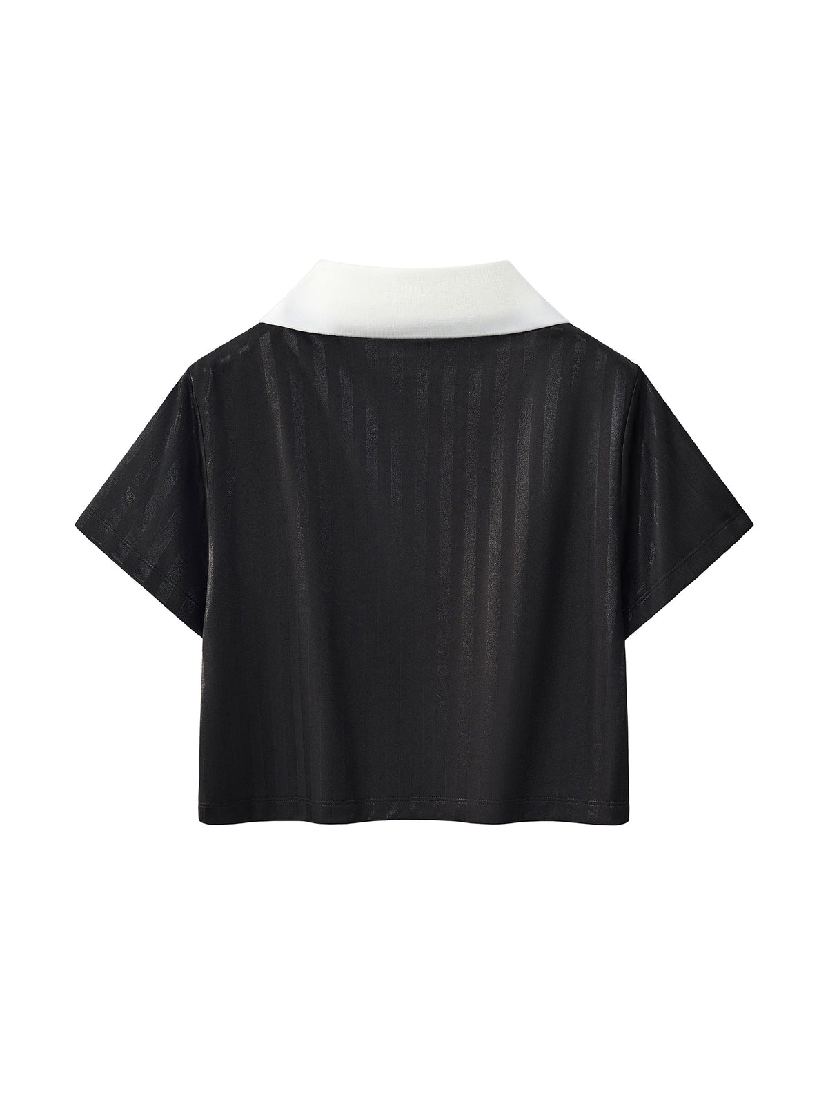 Contrast Collar Striped Cropped Jersey