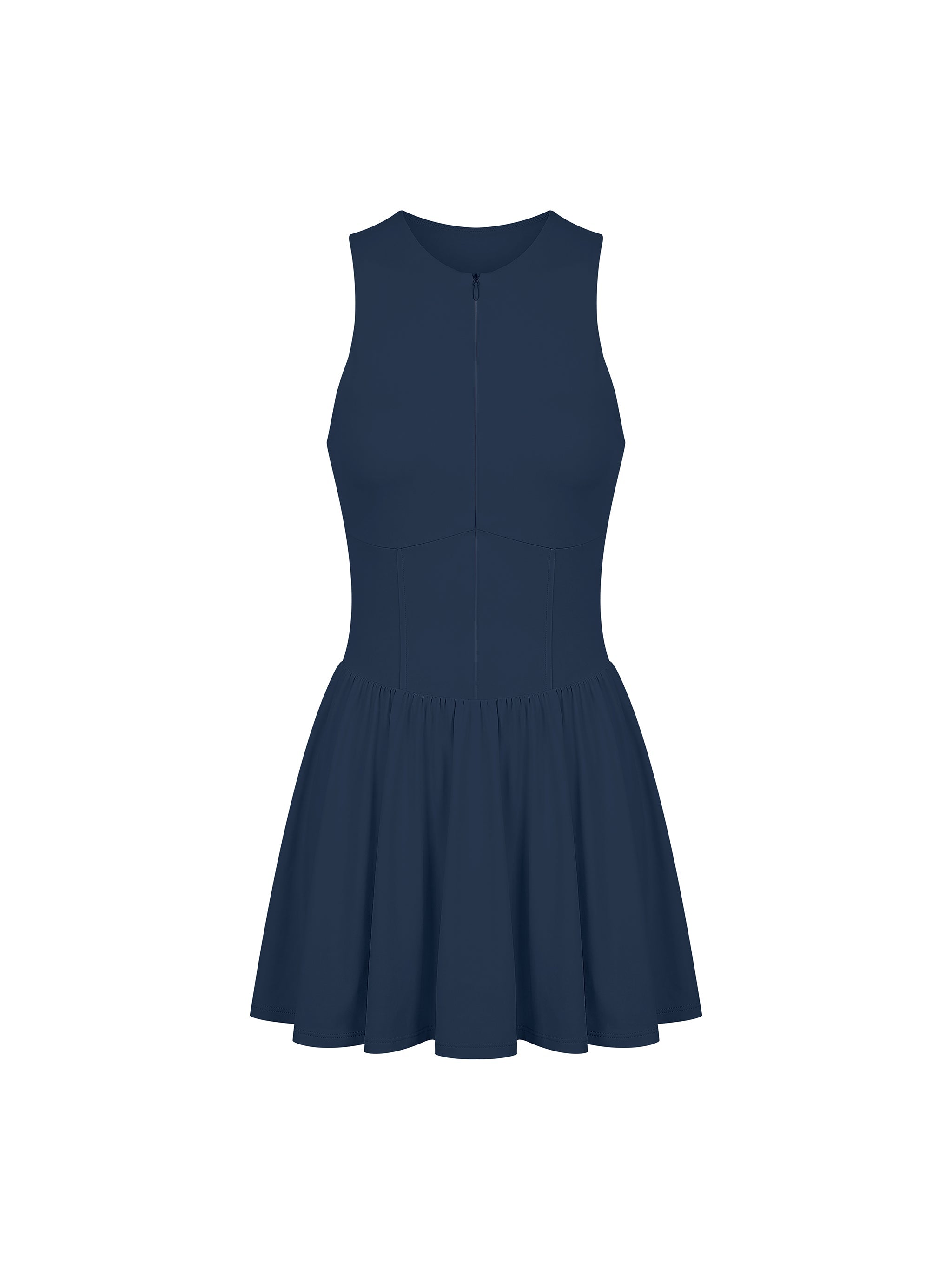 Women’s Ruched Sleeveless Full-Zip Dress