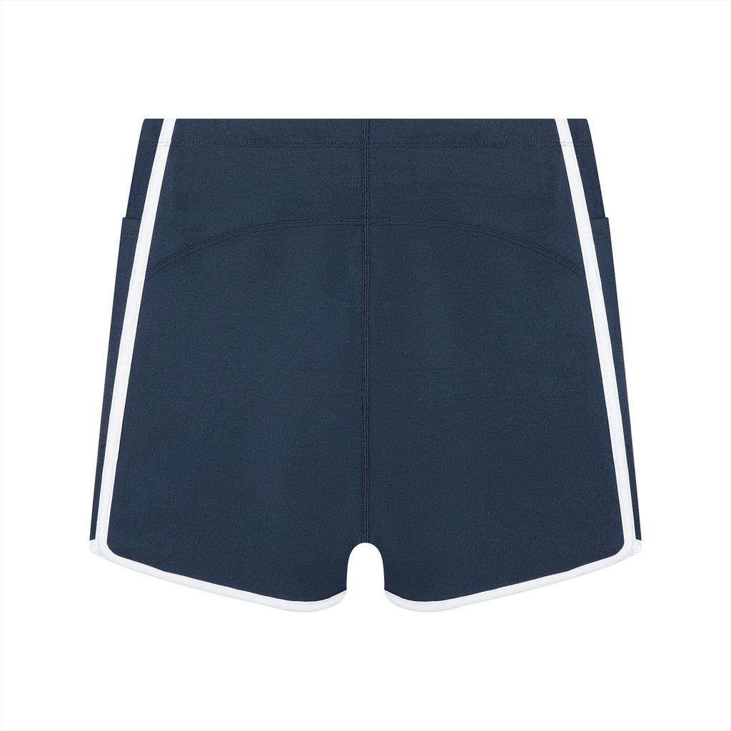 Off Script Women’s High-Rise Contrast-Piped Yoga Shorts