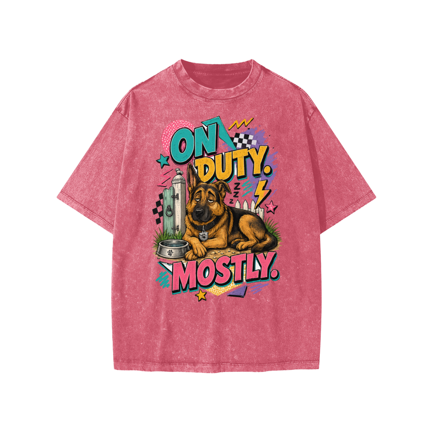 On Duty Mostly snow-washed kids’ T-shirt in cherry colour