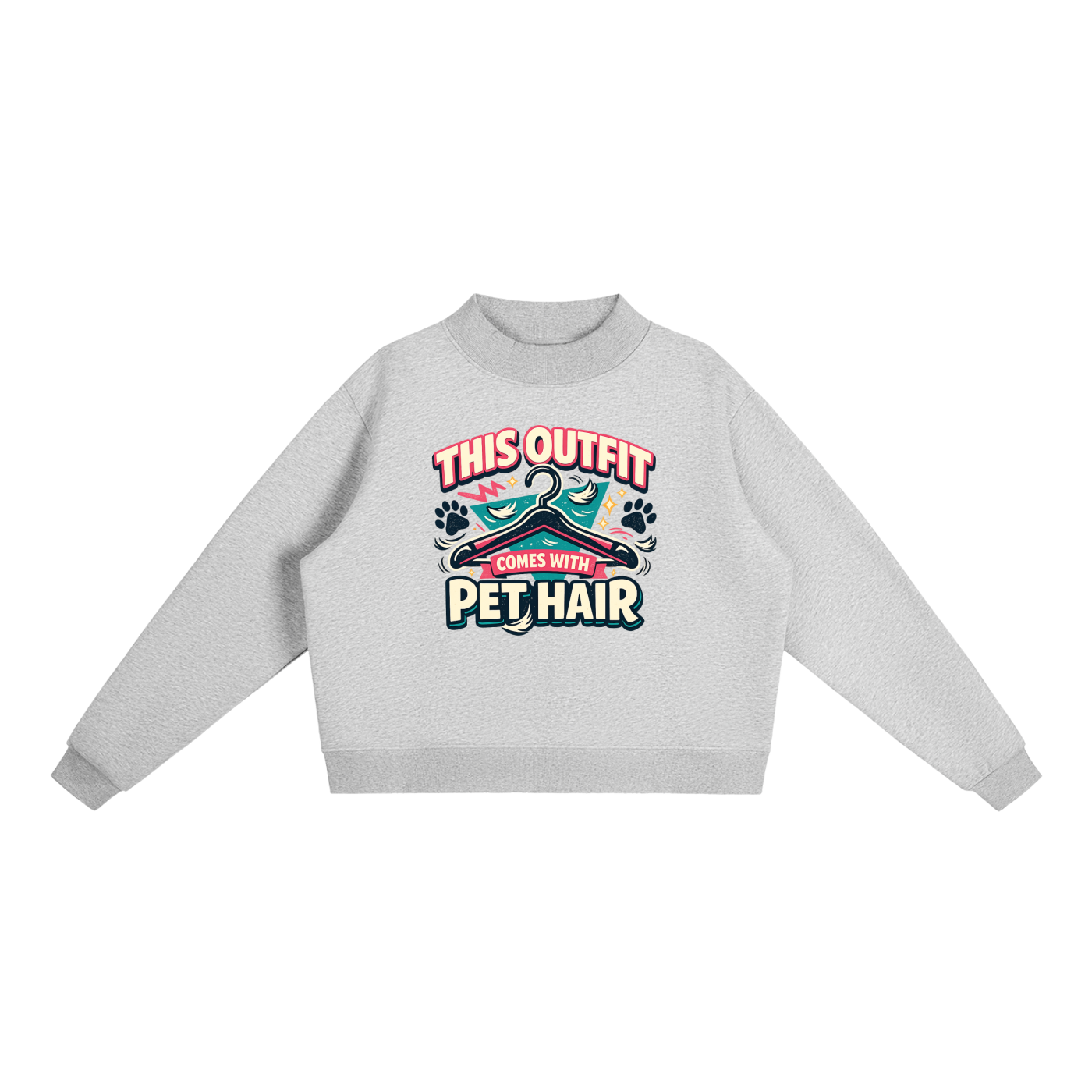 Comes With Pet Hair Essential Fleece Mock-Neck Crew Sweatshirt