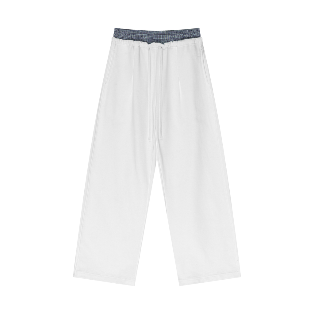 Unisex Plaid Contrast-Waist Pants product image