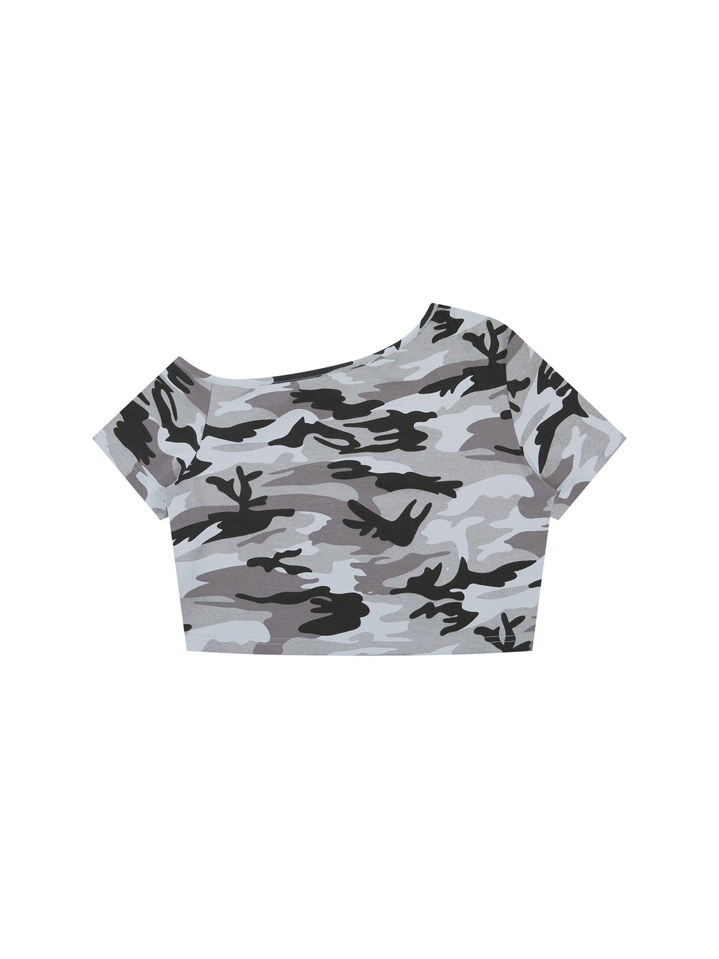 Women's Camo Off-Shoulder Crop T-Shirt