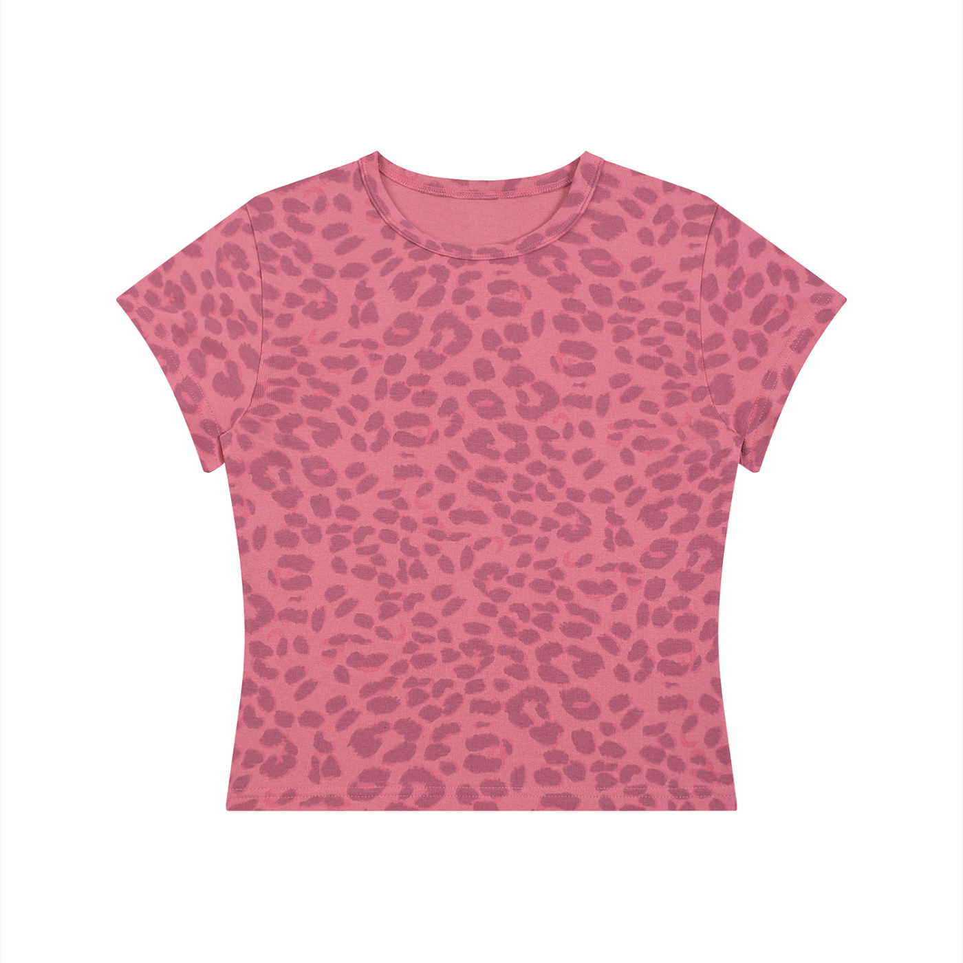 Leopard Rose Pink women’s crop T-shirt front