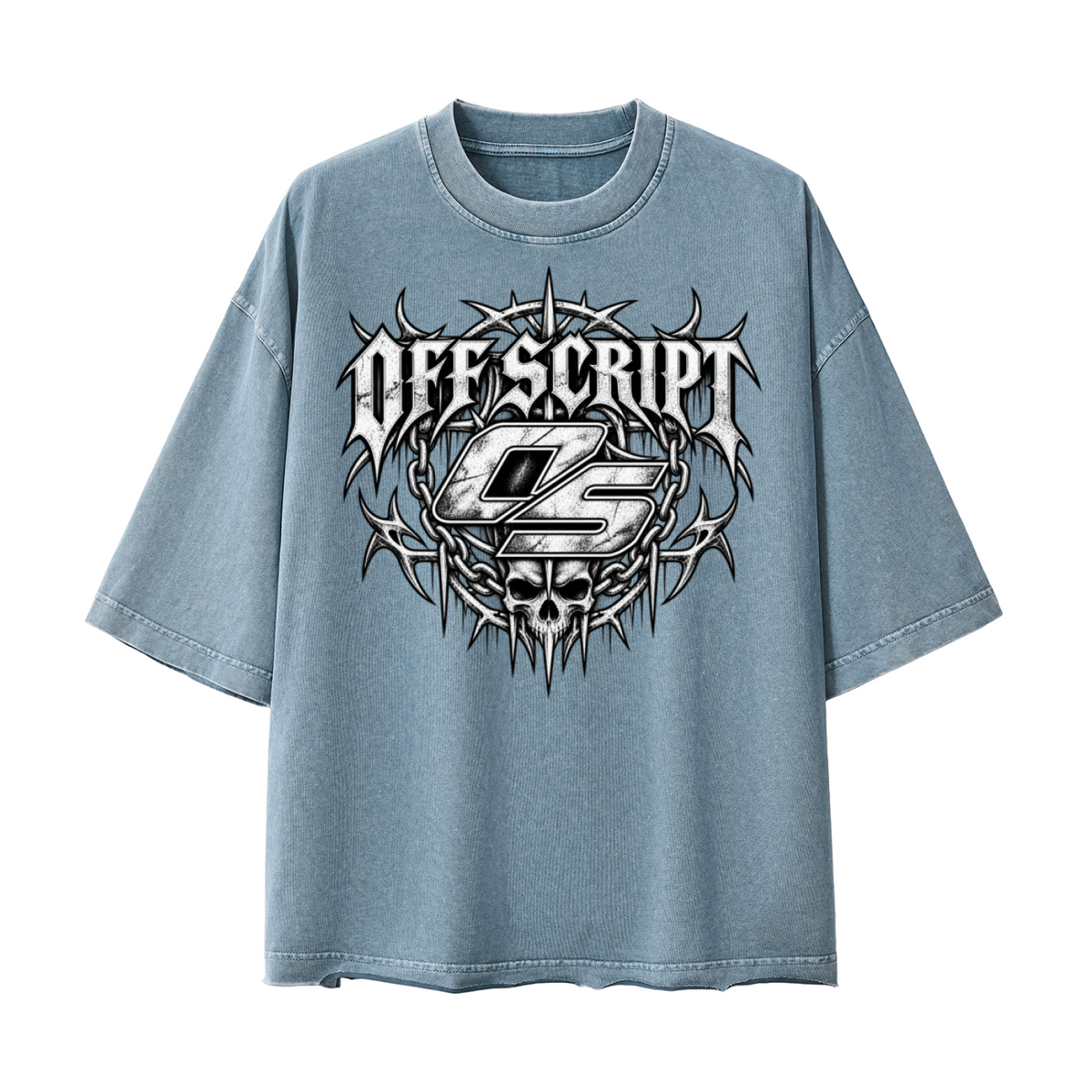 Off Script Gothic Skull Vintage Wash Boxy T-Shirt