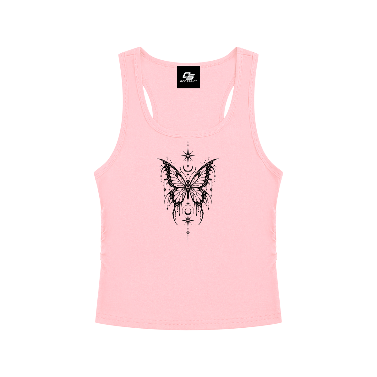 Celestial Butterfly Ruched Cropped Tank Top