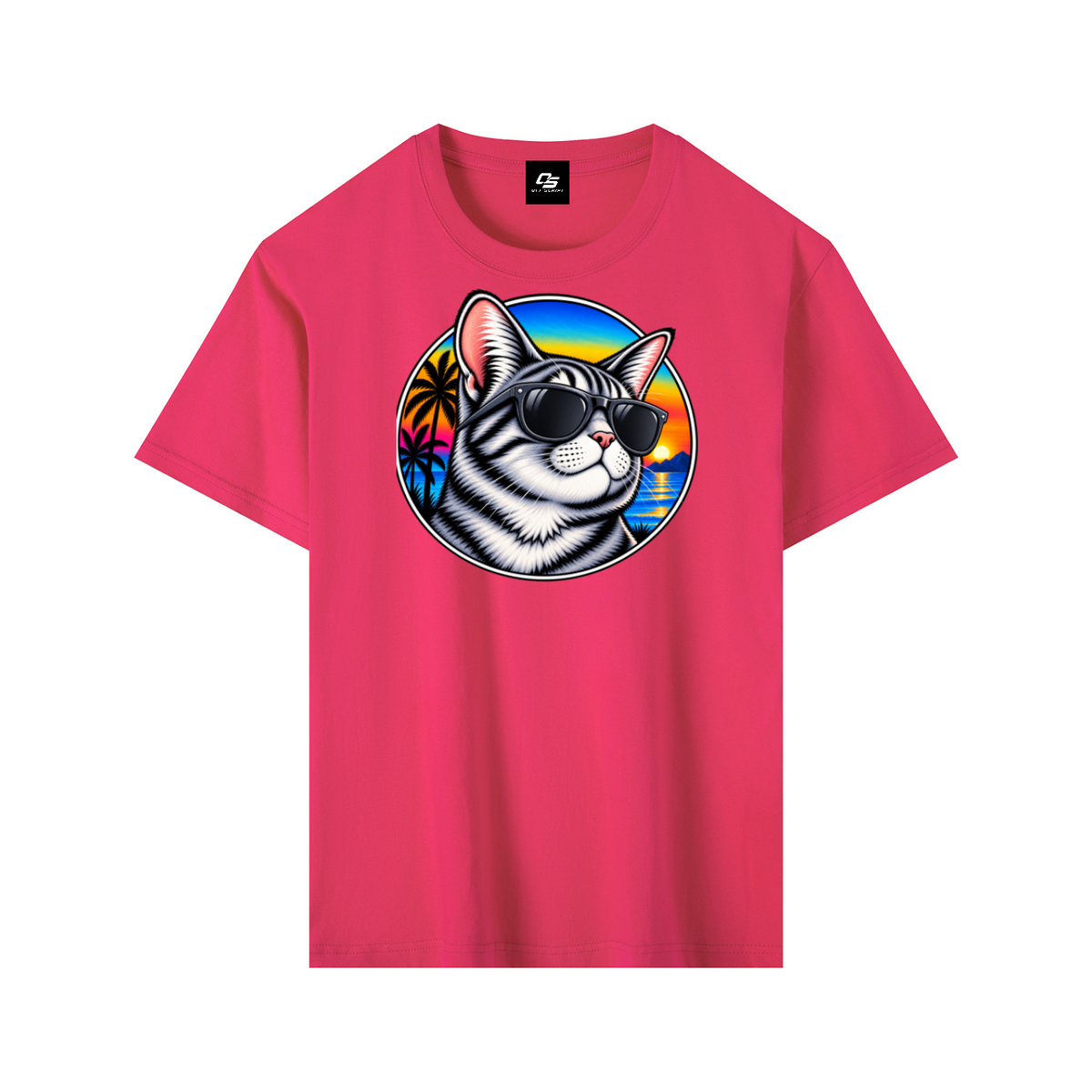 Cool Cat Sunset Pure Cotton Unisex T-Shirt