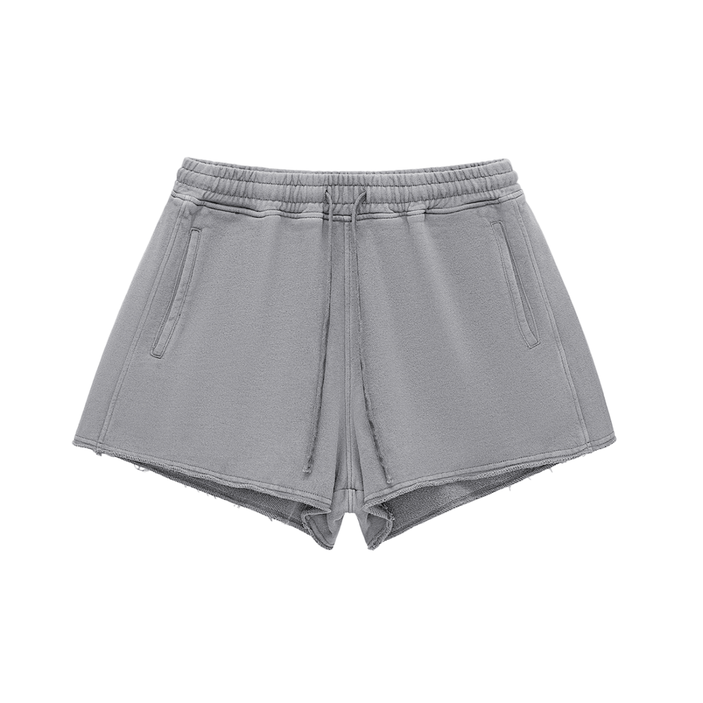 Women’s Snow Washed Raw Edge Drawstring Shorts