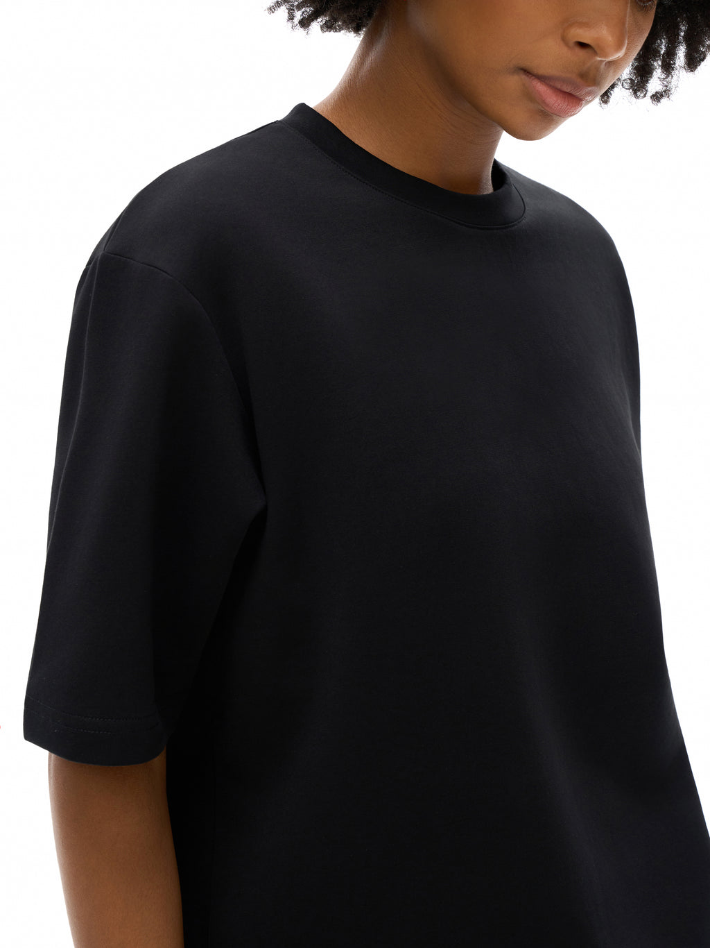 Black Essential Cooling Performance T-Shirt front fabric detail