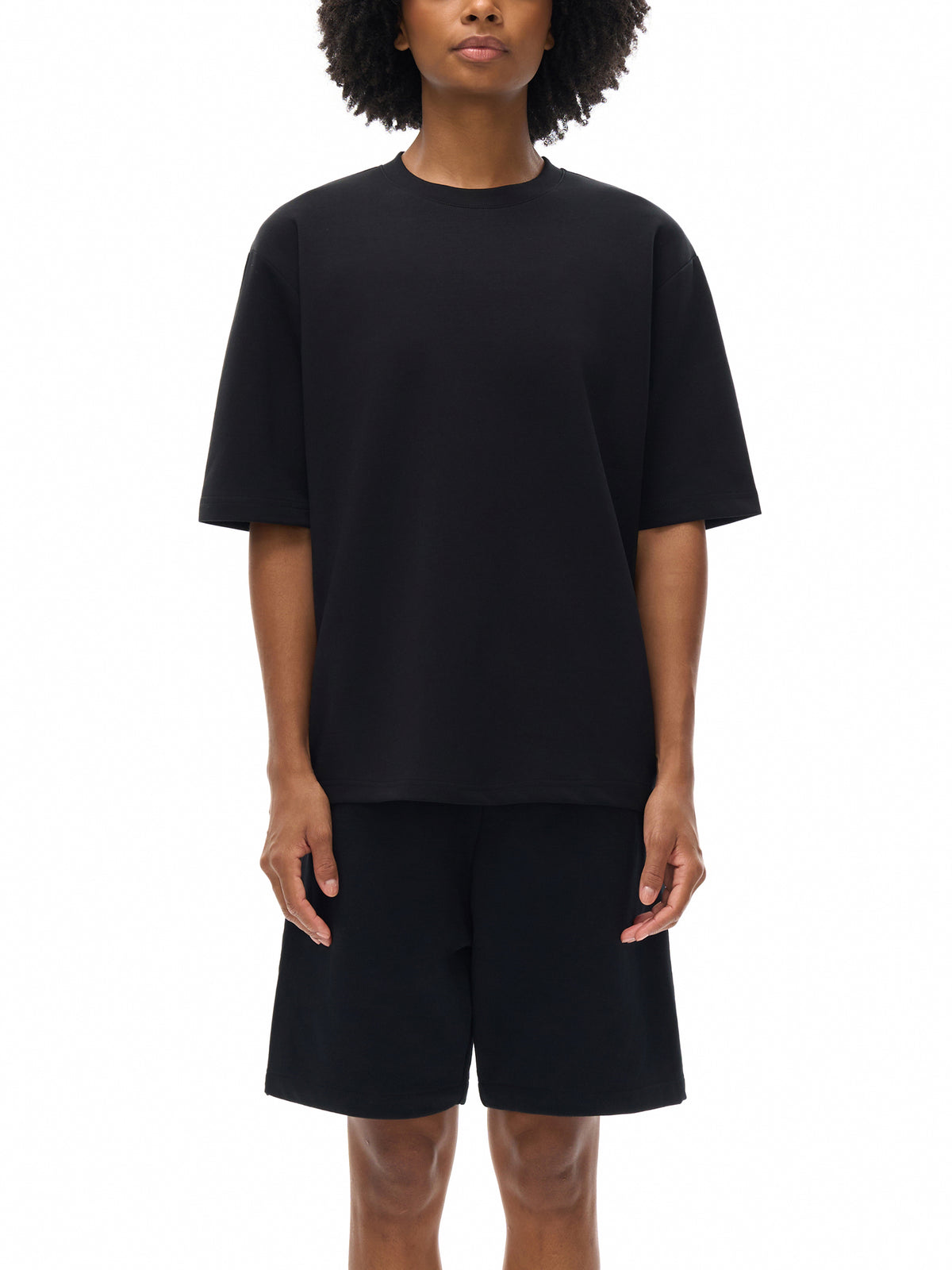 Black Essential Cooling Performance T-Shirt on model front view