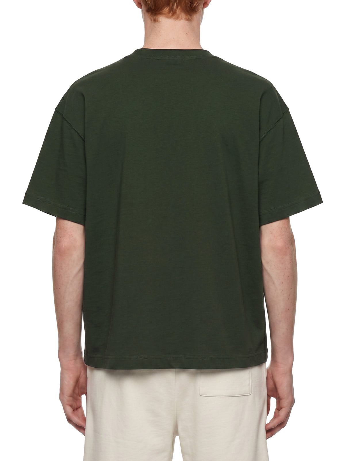 Off Script Essential Cotton Boxy T-Shirt - Dark Green model back view
