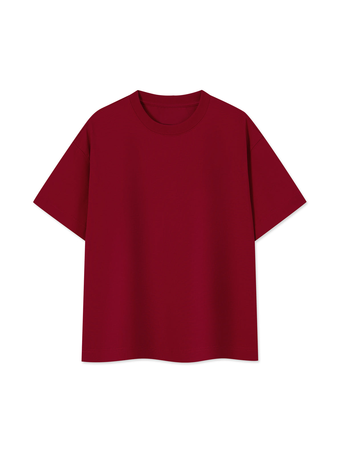 Off Script Essential Cotton Boxy T-Shirt - Dark Red front view