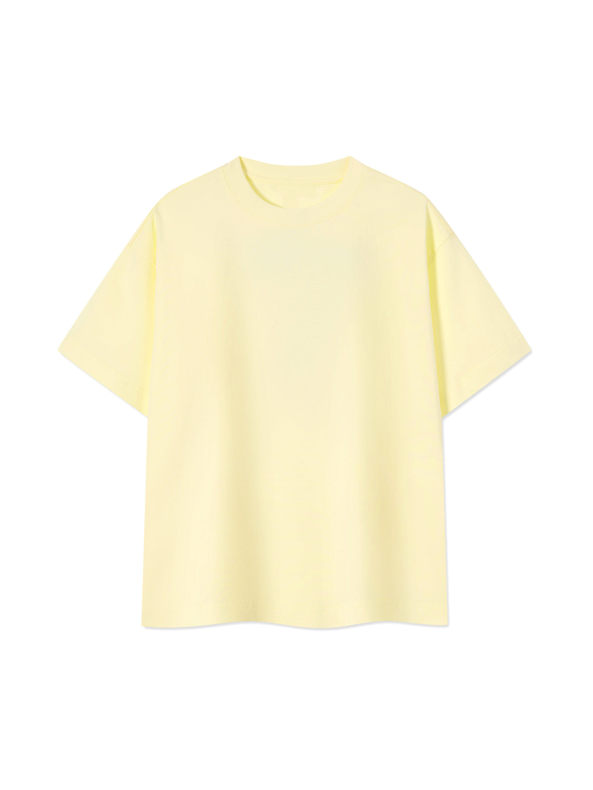 Off Script Essential Cotton Boxy T-Shirt - Light Yellow front view