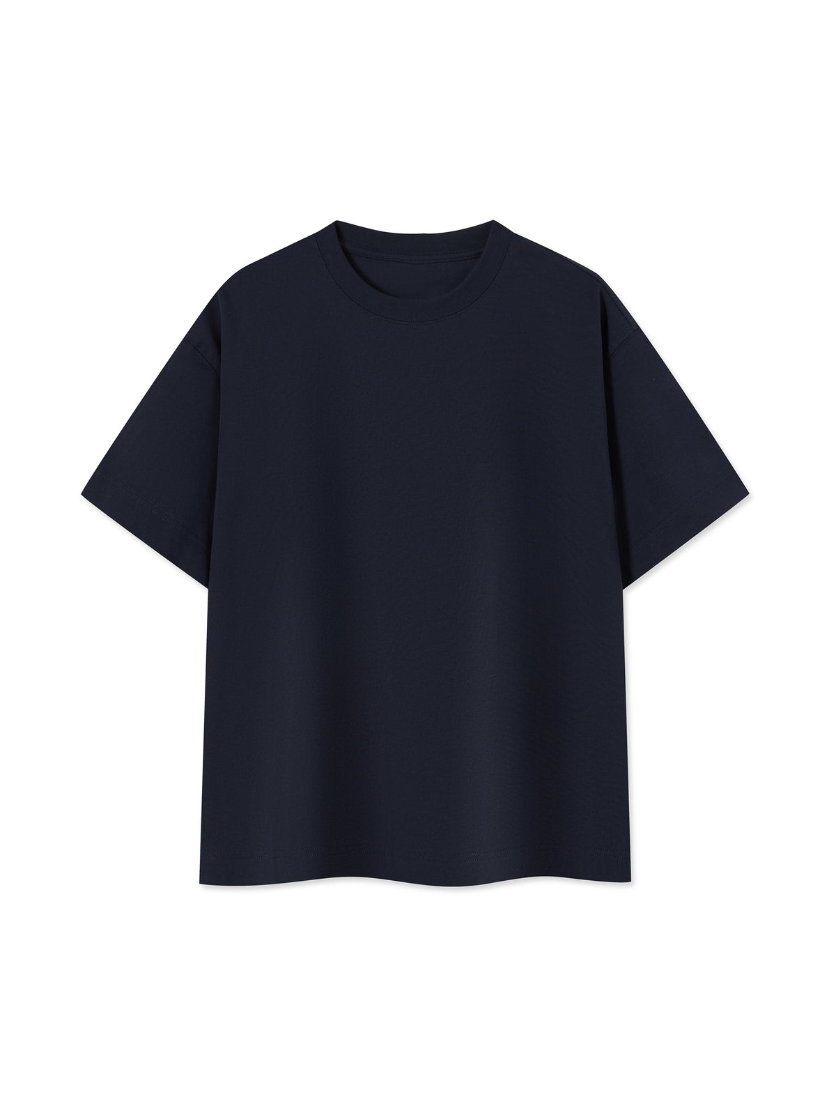 Off Script Essential Cotton Boxy T-Shirt - Navy Blue front view