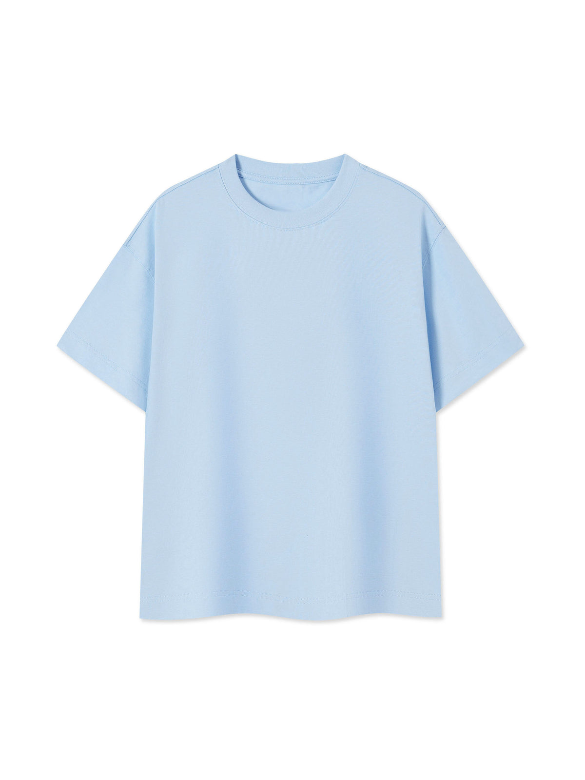 Off Script Essential Cotton Boxy T-Shirt - Sky Blue front view