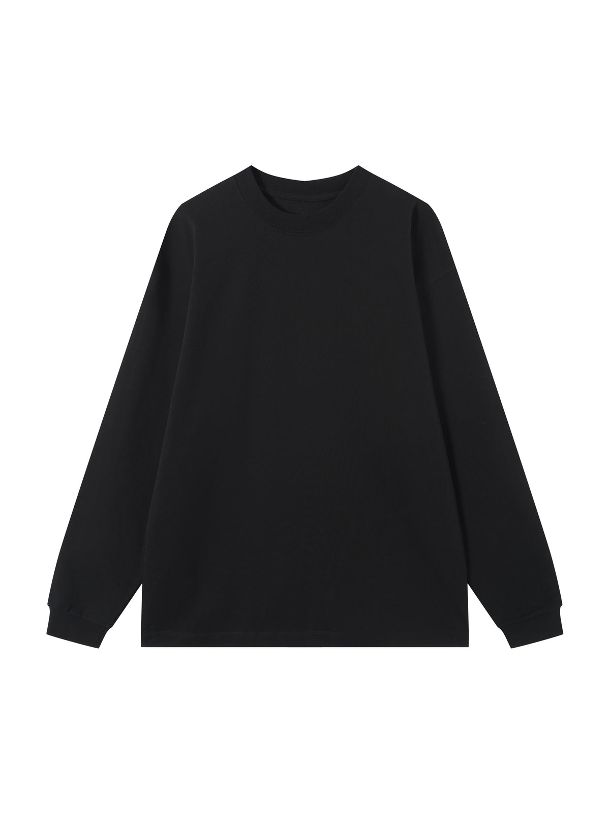 Off Script Essential Cotton Long Sleeve T-Shirt - Black front view