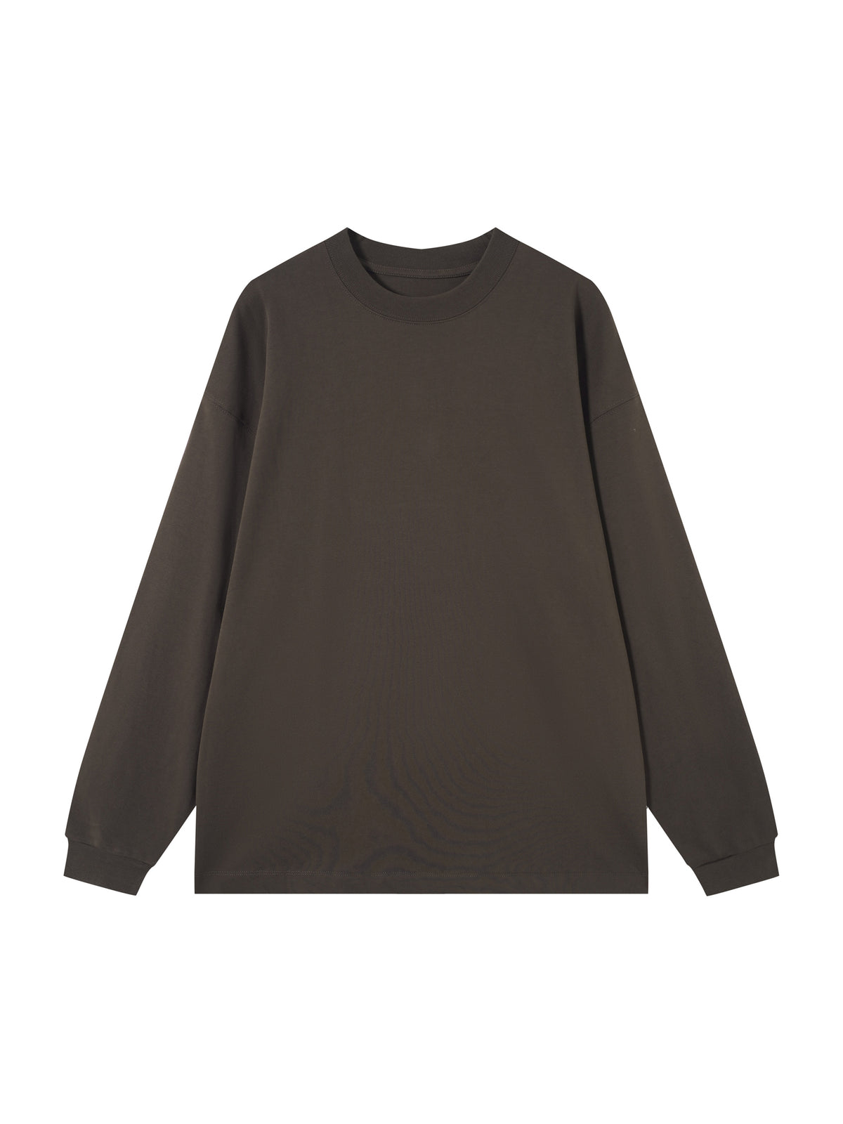 Off Script Essential Cotton Long Sleeve T-Shirt - Coffee front view