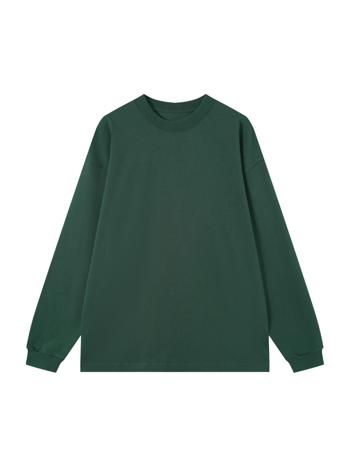 Off Script Essential Cotton Long Sleeve T-Shirt - Green front view
