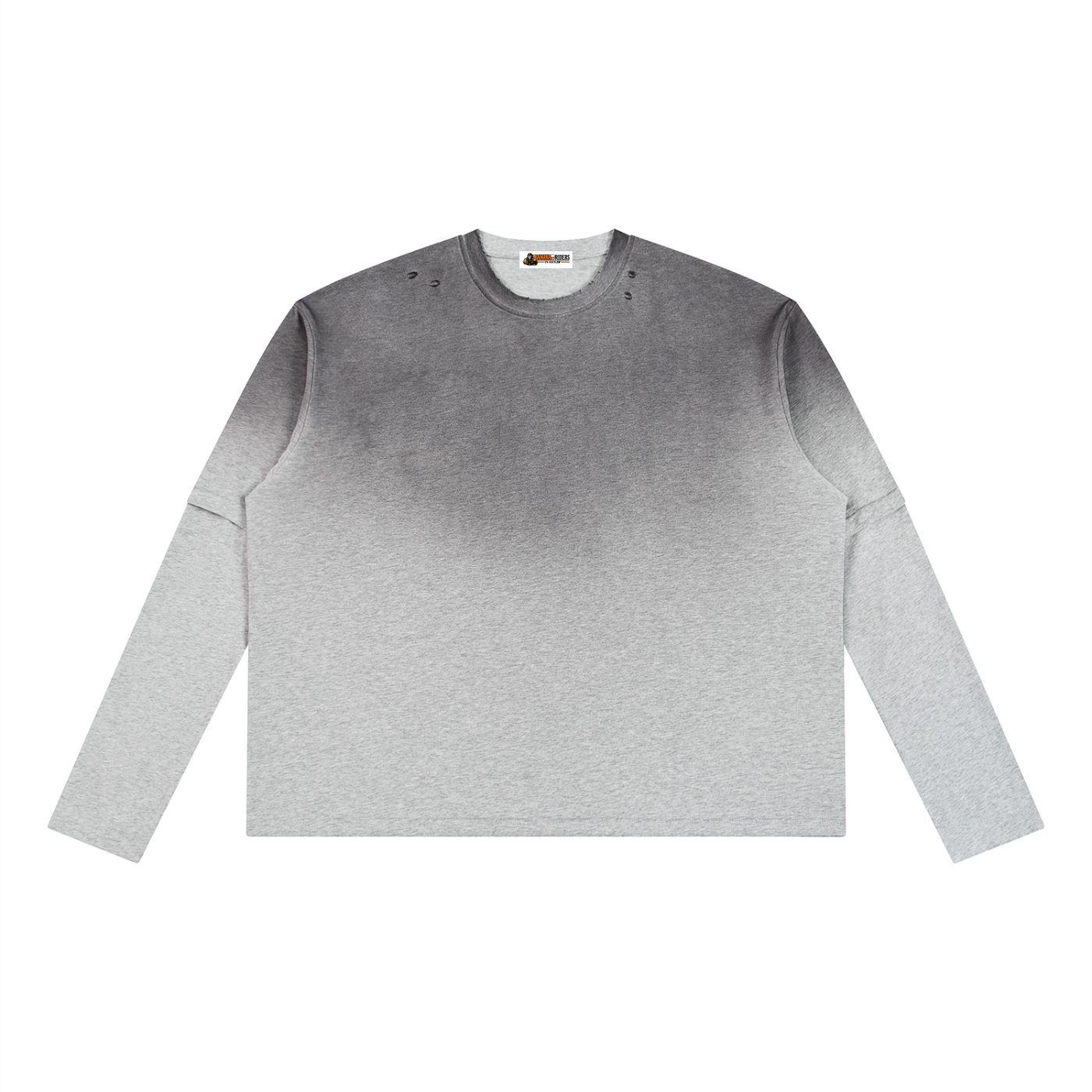 Unisex Vintage Wash Layered T-Shirt in Flower Grey — front view