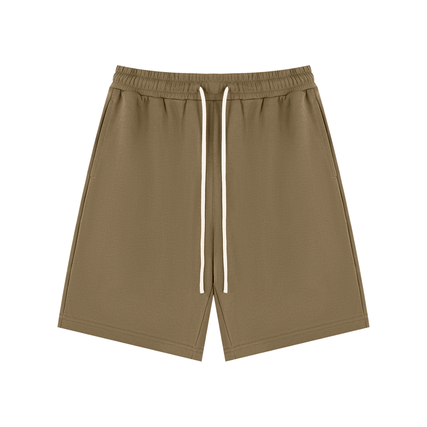 Unisex Drawstring Shorts in Coffee — front view