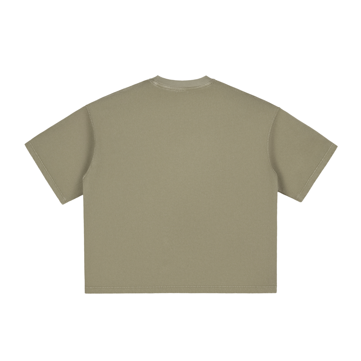 Grey Green Unisex vintage-washed boxy T-shirt back view