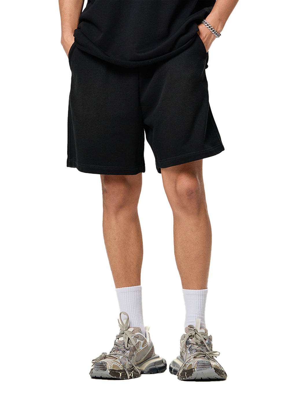 Sun Fade Raw Edge Cotton Shorts