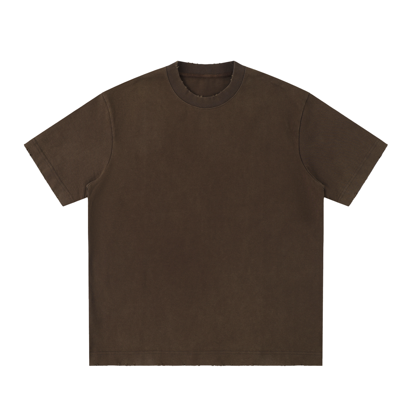 Heavyweight Vintage Washed Frayed T-Shirt – Coffee front