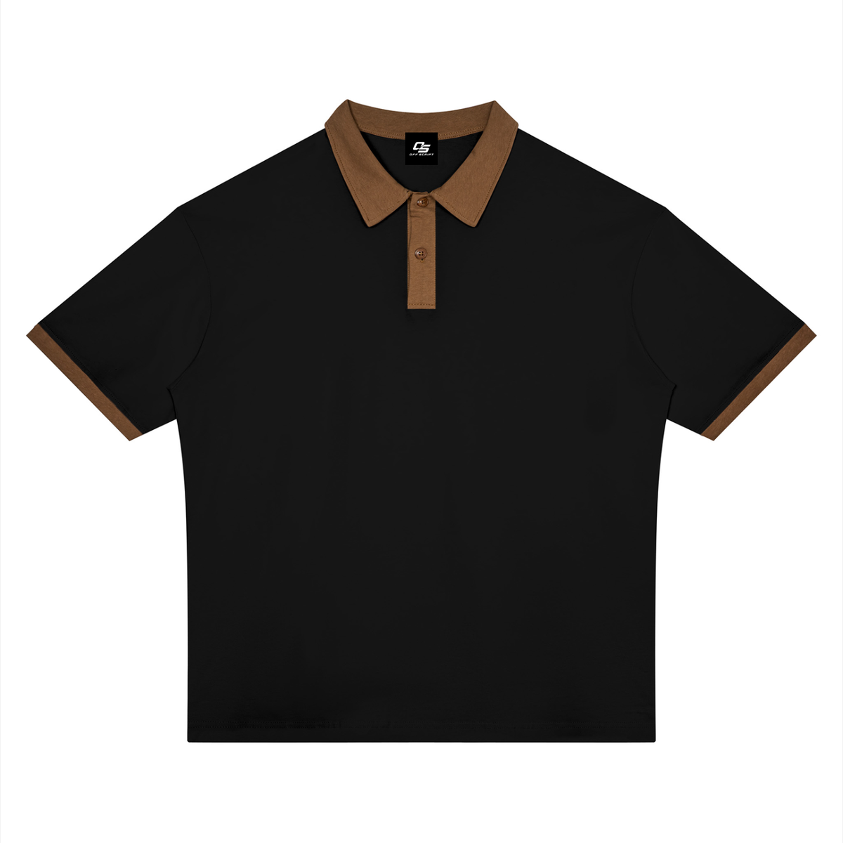 Black with Brown Unisex Color Block Polo Shirt front product view