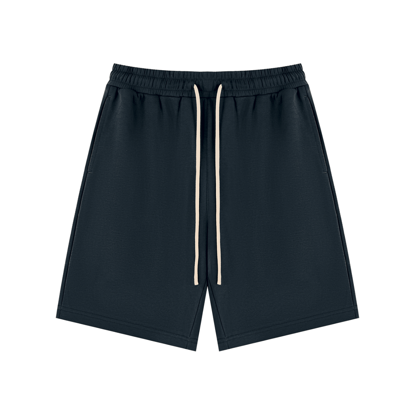 Unisex Drawstring Shorts in Navy Blue — front view