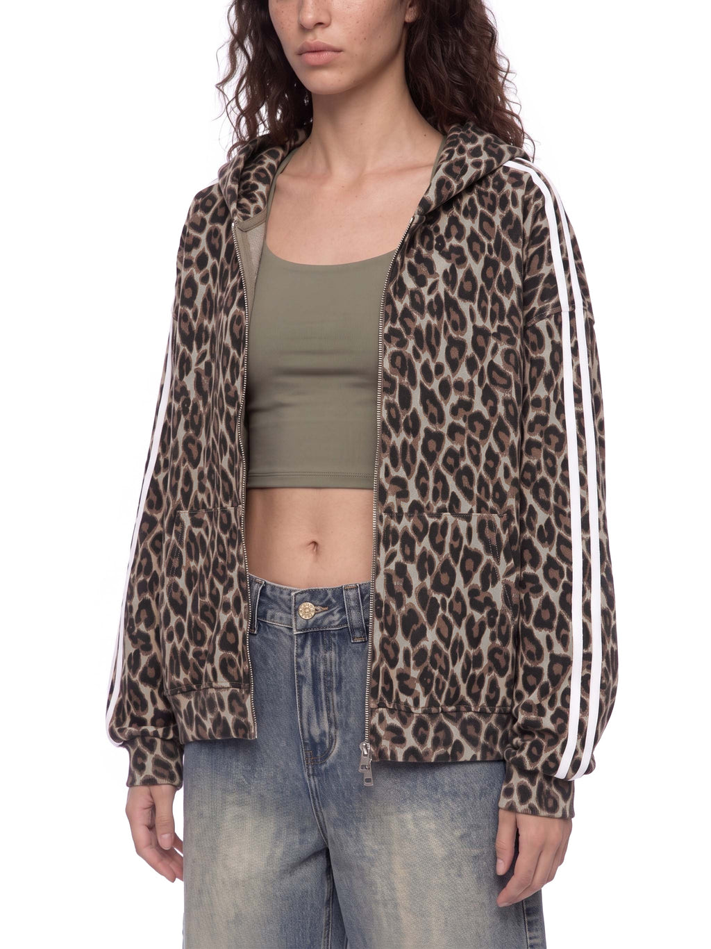 Unisex Leopard Full Zip Hoodie
