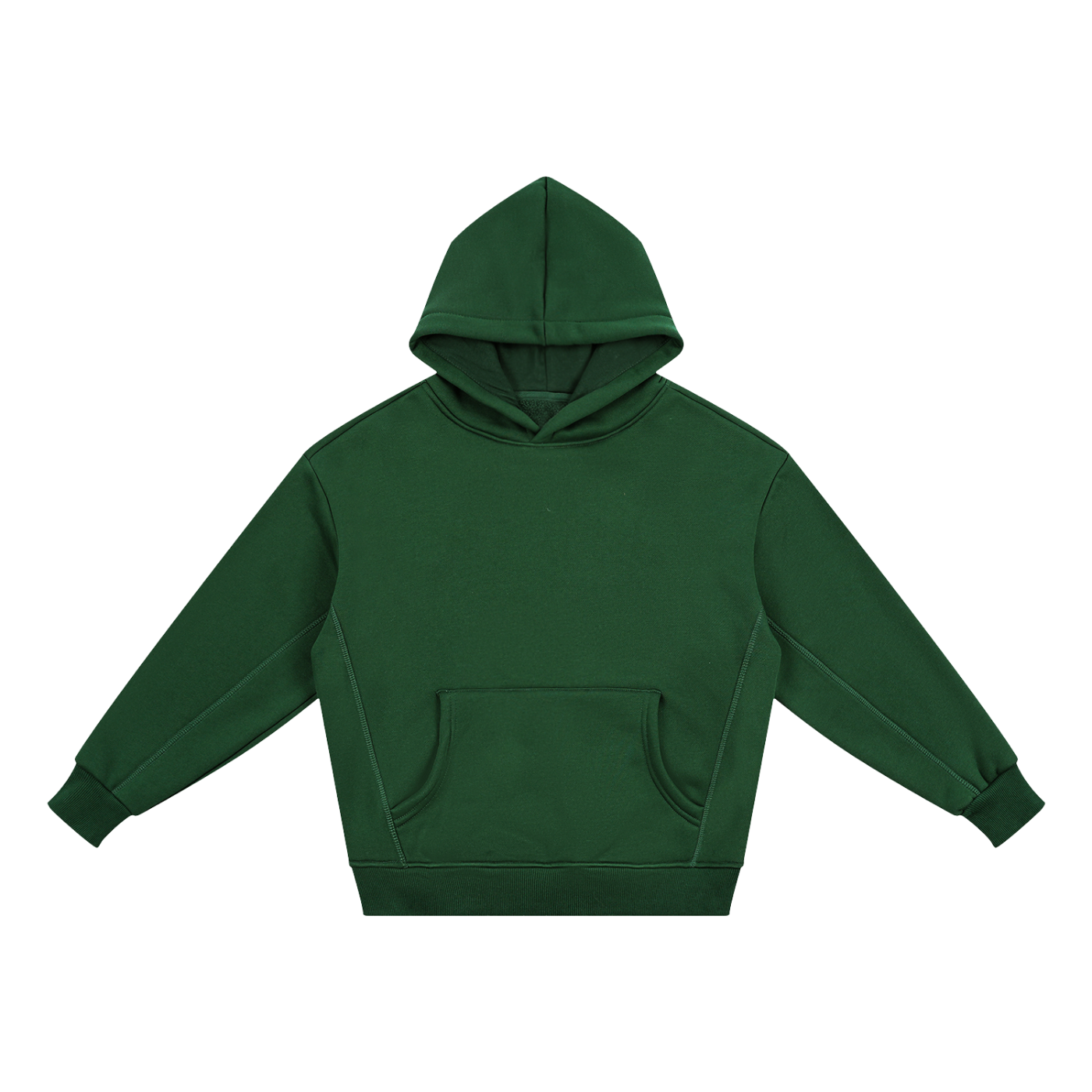 Essential kids' fleece hoodie in Blackish Green – front view
