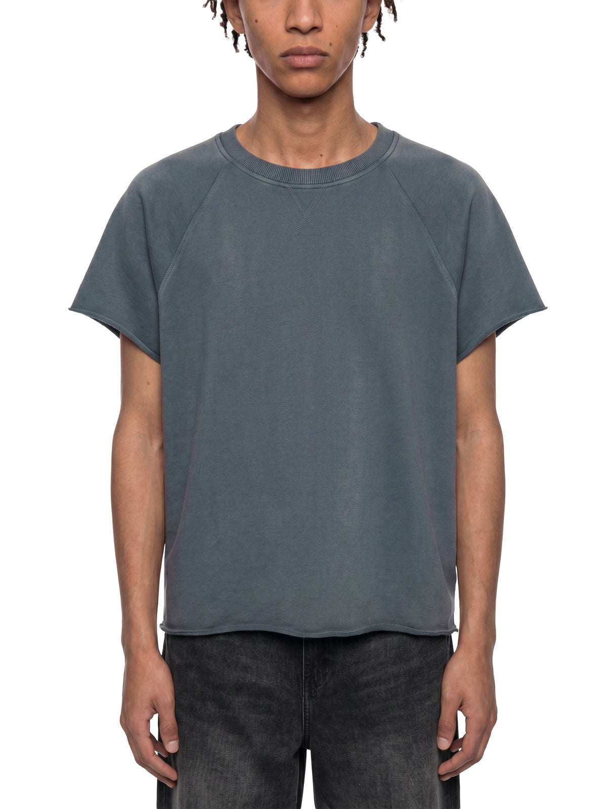 Unisex Vintage Wash Raw Edge Boxy T-Shirt