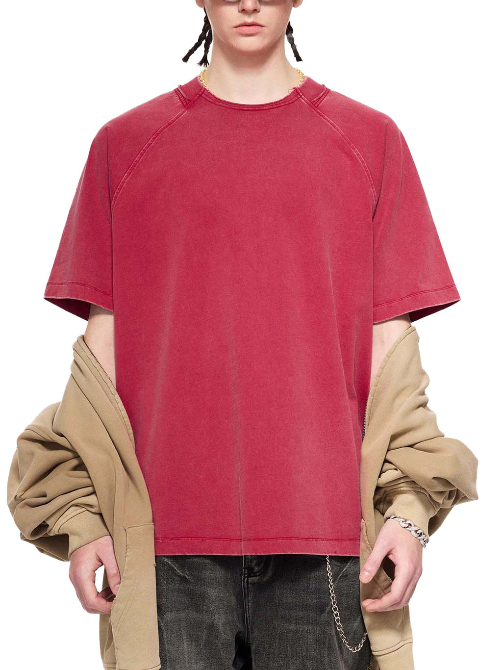 Unisex vintage-washed raglan cotton T-shirt