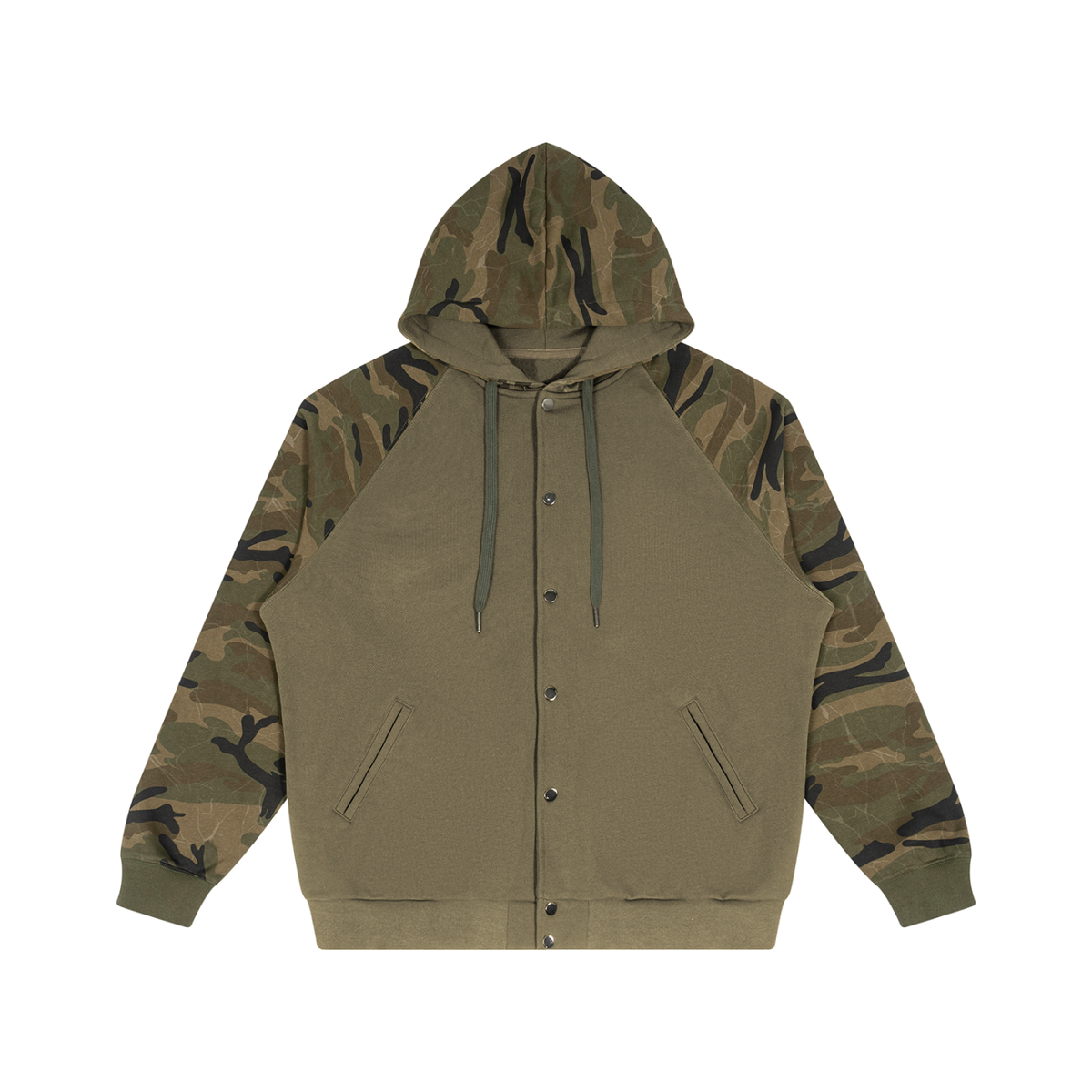 Unisex Camo-Splice Raglan Zip Hoodie