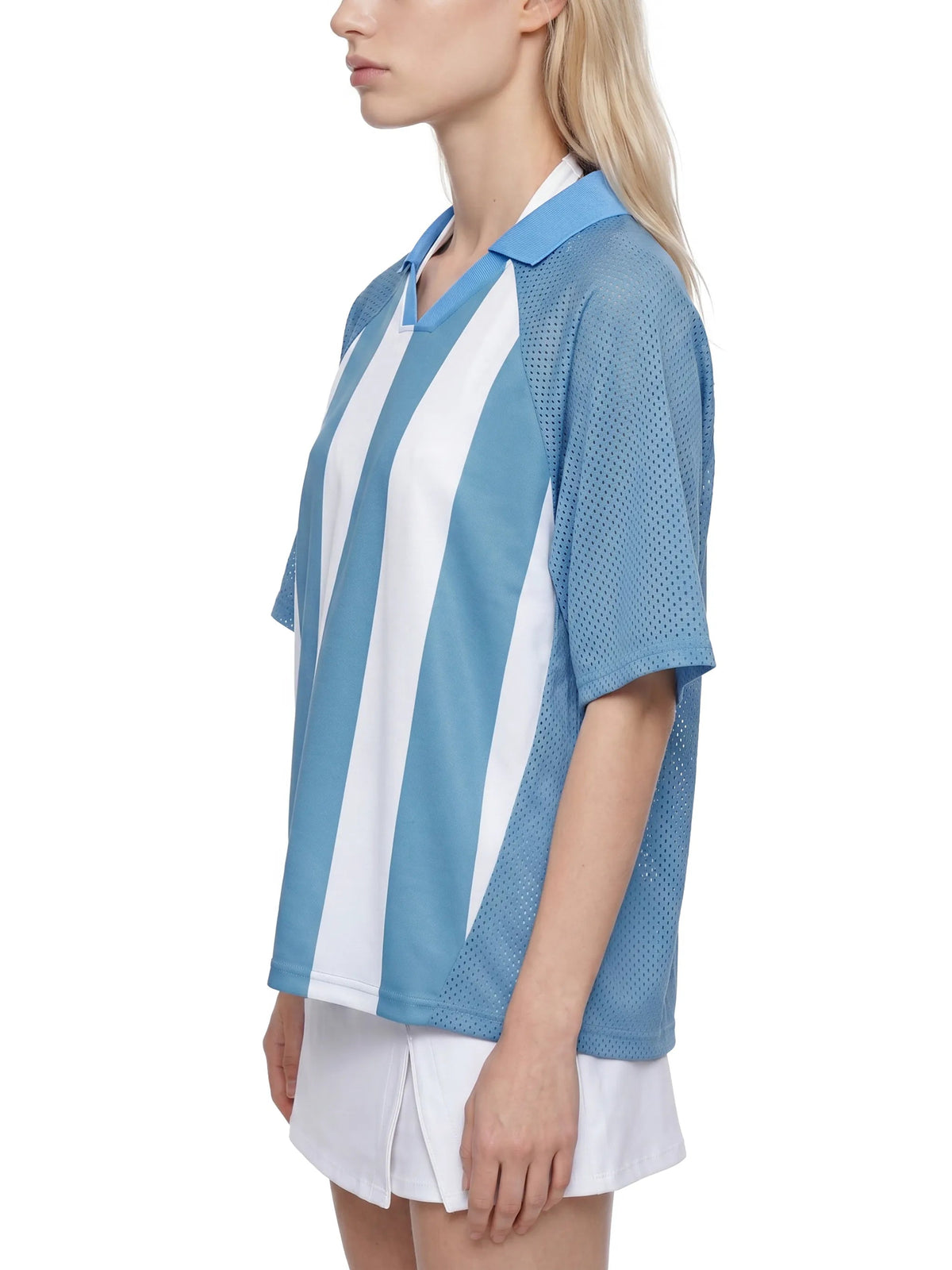 Unisex Striped Mesh Boxy Soccer Jersey