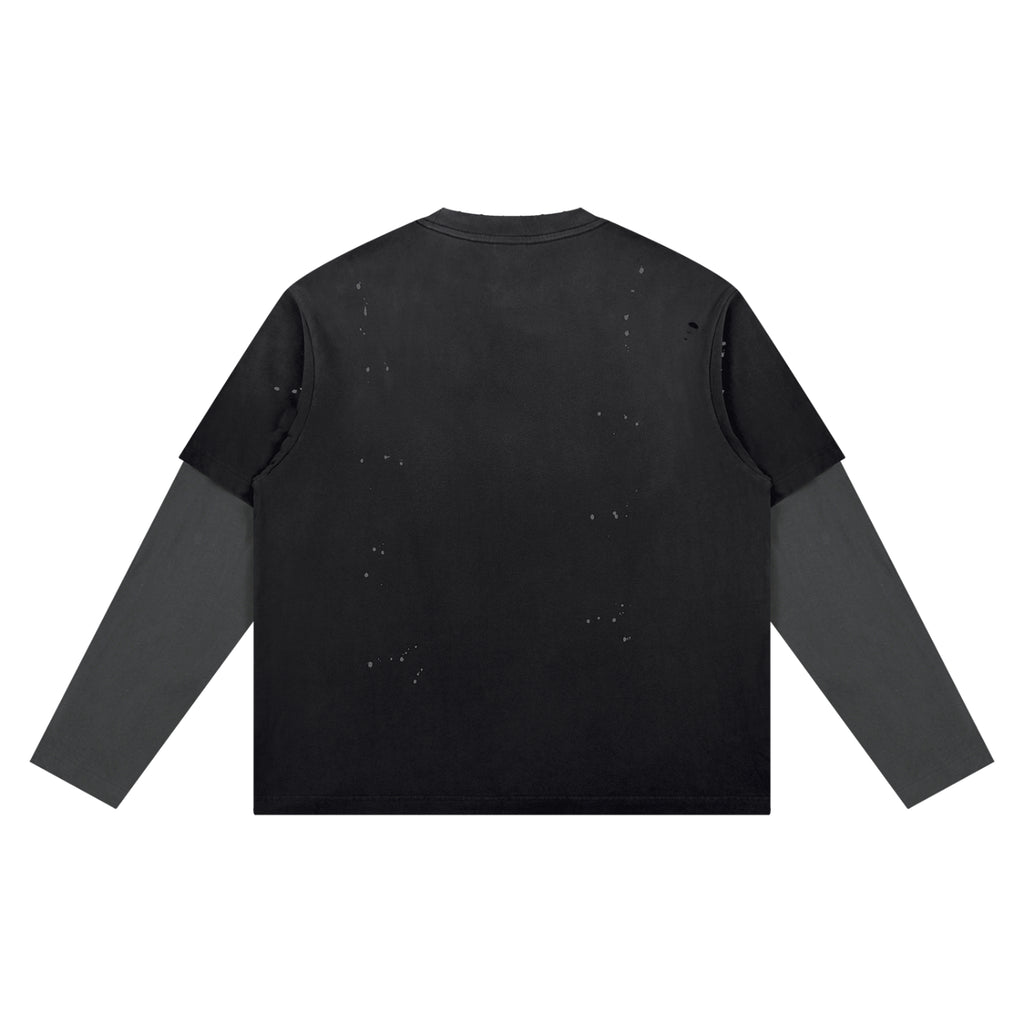Off Script Gothic Skull Vintage Wash Distressed Layer T-Shirt