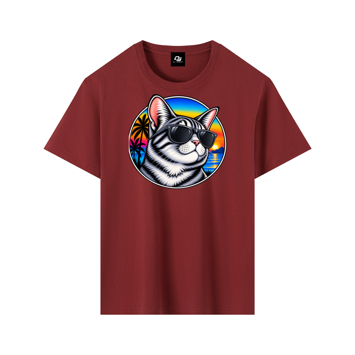 Cool Cat Sunset Pure Cotton Unisex T-Shirt