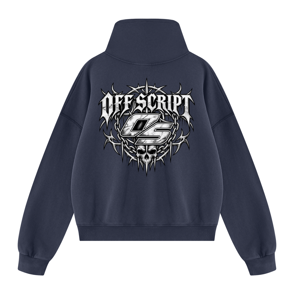 Off Script Gothic Skull Vintage Wash Boxy Hoodie