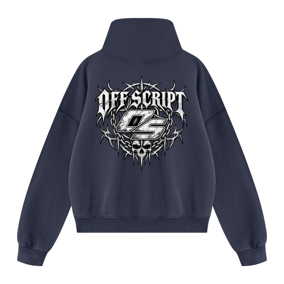 Off Script Gothic Skull Vintage Wash Boxy Hoodie