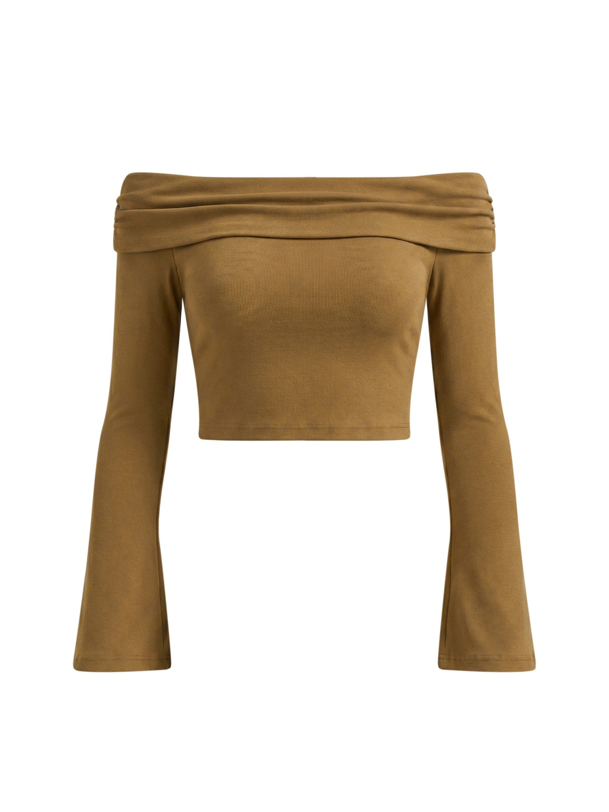 Women's Off-the-Shoulder Bell Sleeve Crop T-Shirt