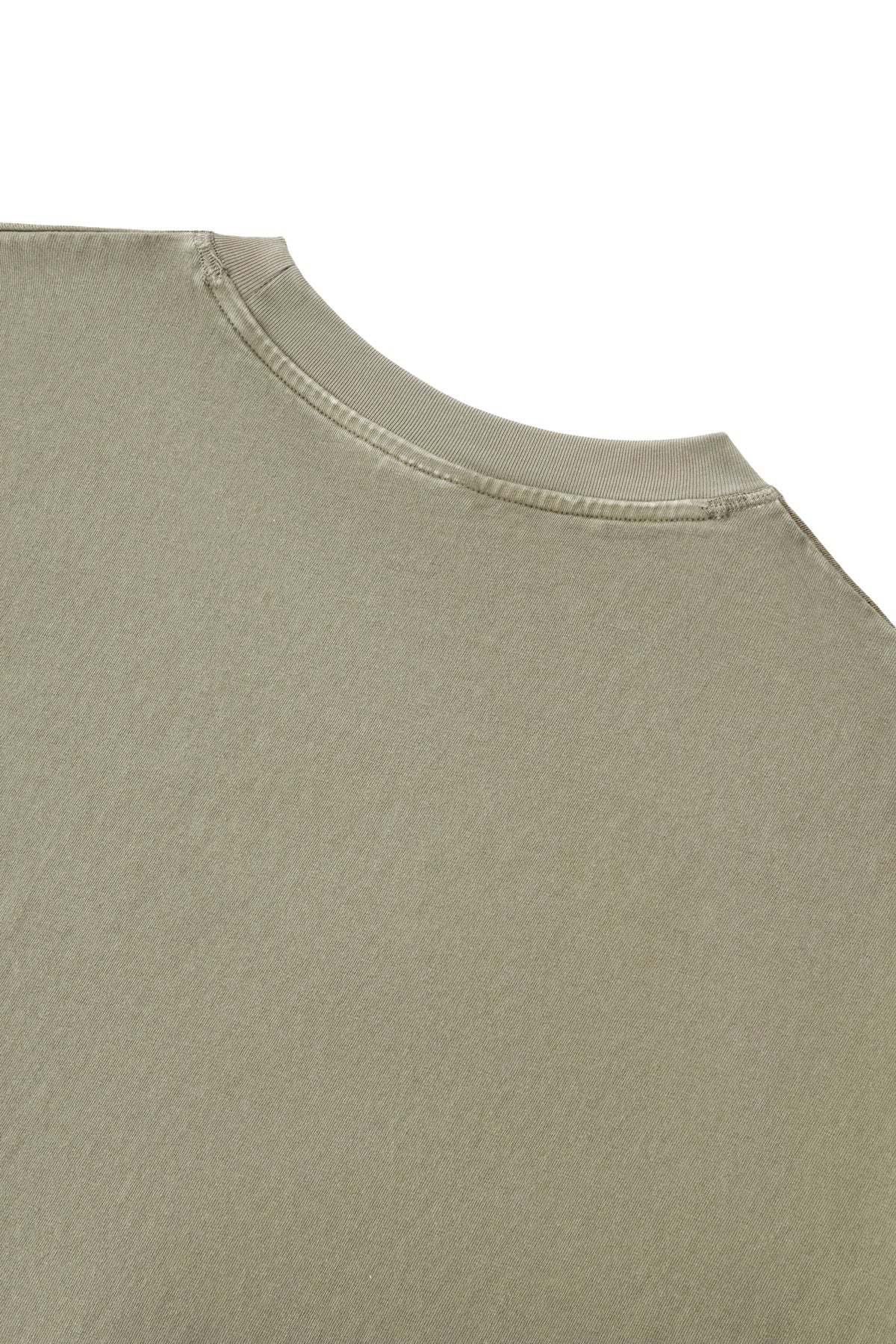 Unisex vintage-washed boxy T-shirt detail view