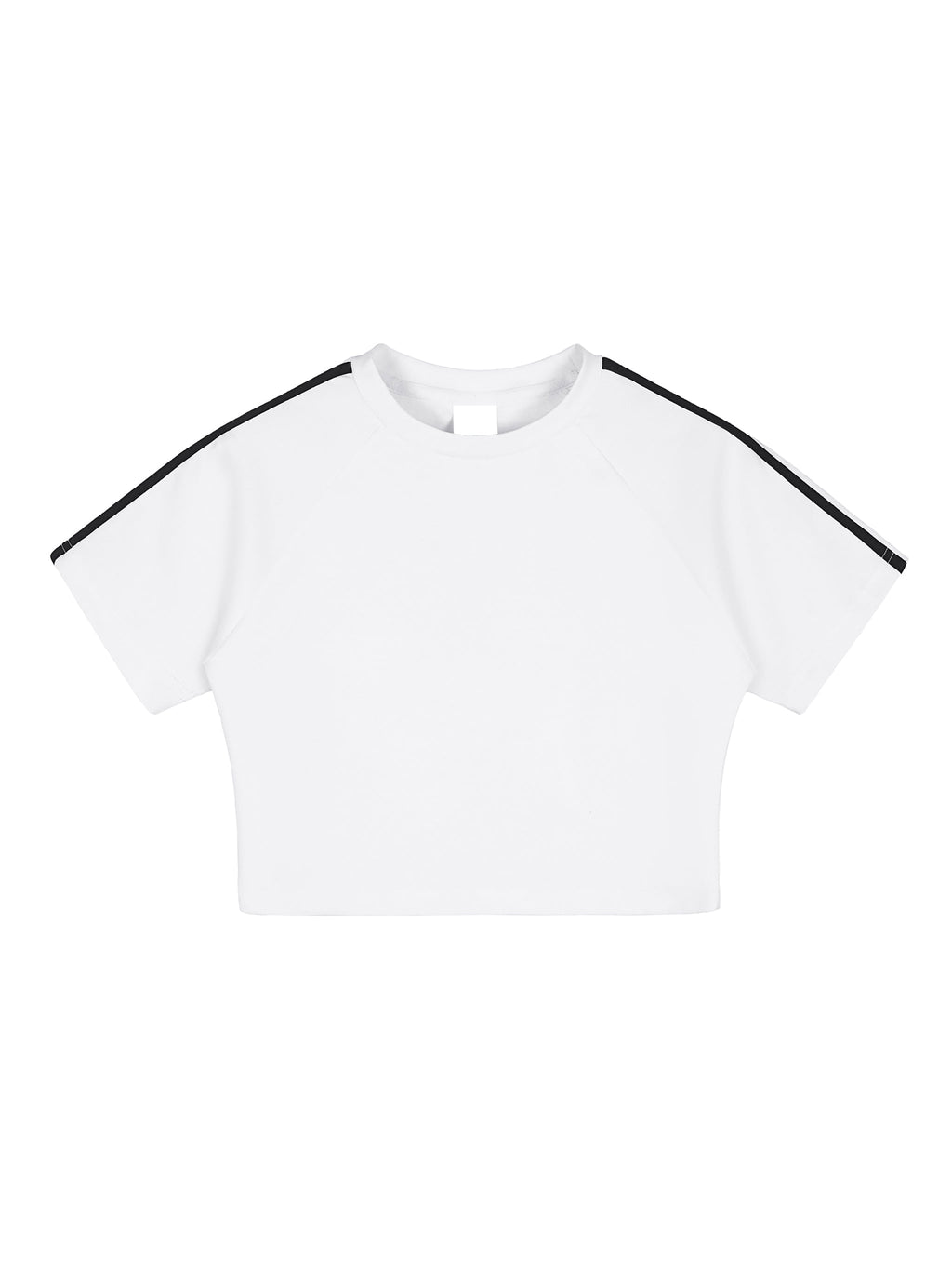 White Women’s Taped Cooling Performance Crop Top front view